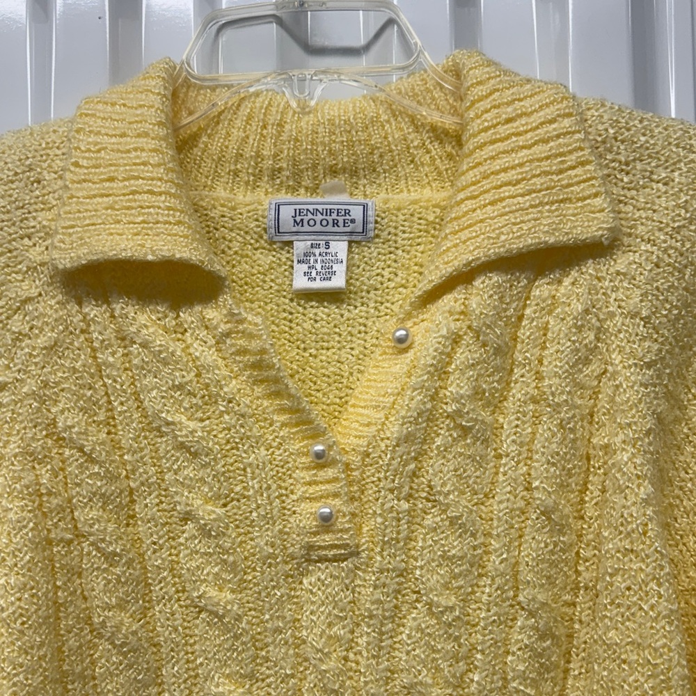 Jennifer Moore Yellow Cable Knit Sweater